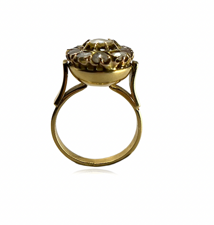 Georgian Diamond and Pearl Ring