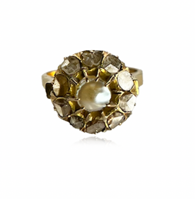 Georgian Diamond and Pearl Ring