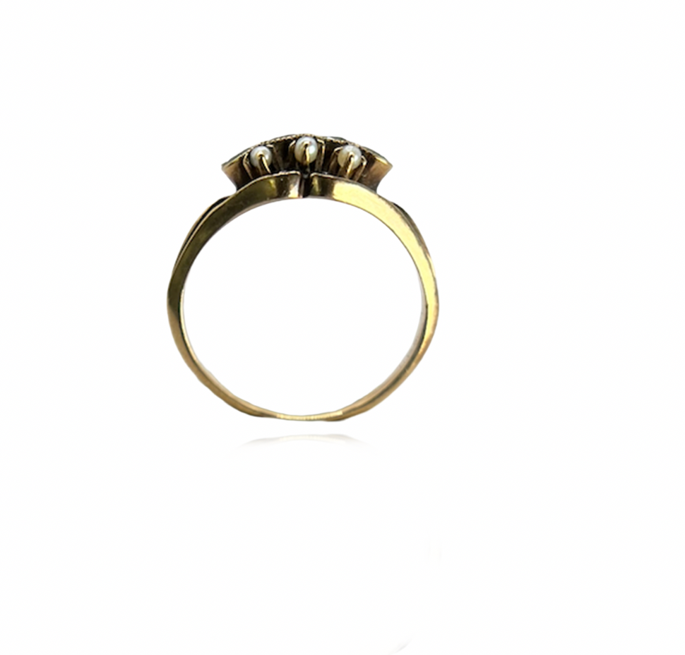 Emerald and Seed Pearl Ring