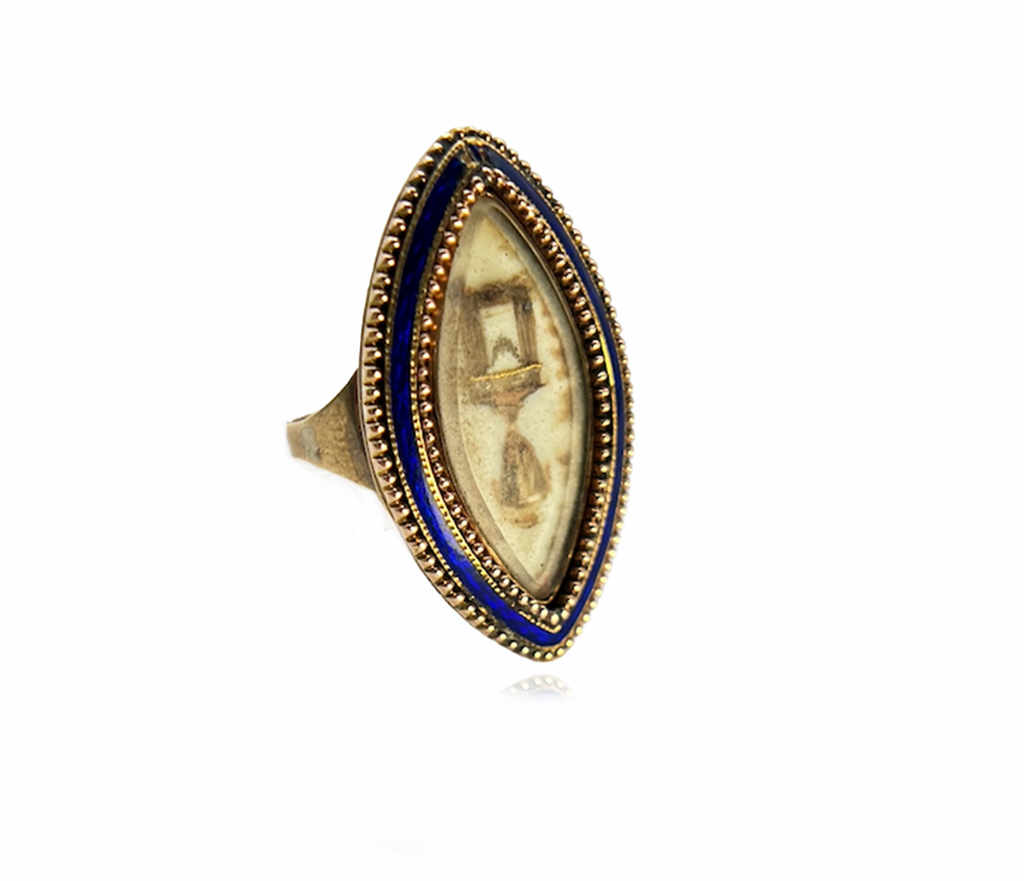 Enamel Ring With Woven Image