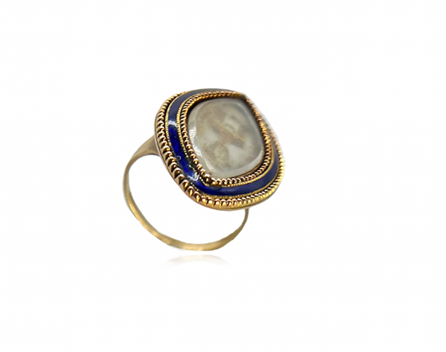 Enamel Ring With Woven Image