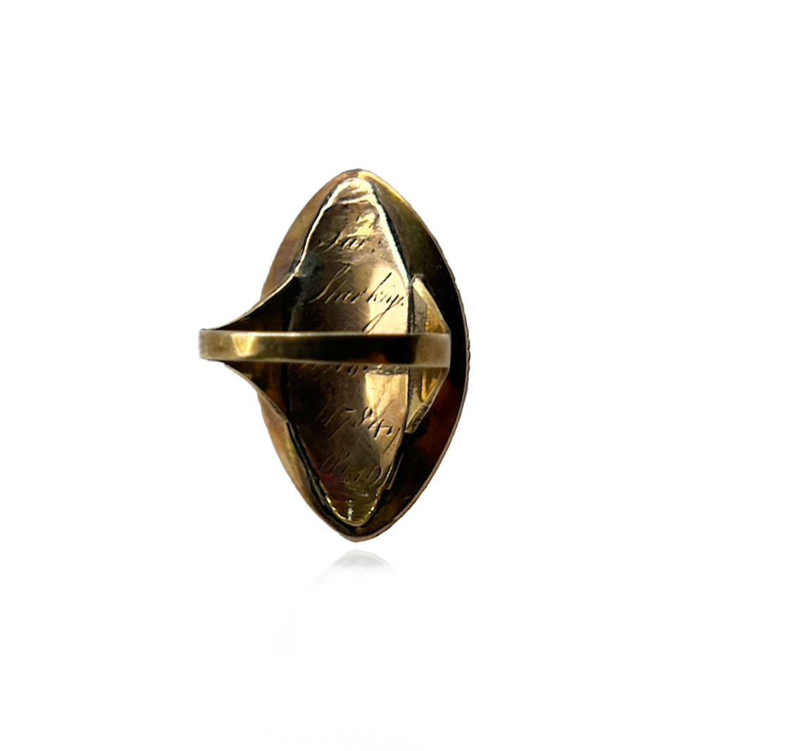 Enamel Ring With Woven Image