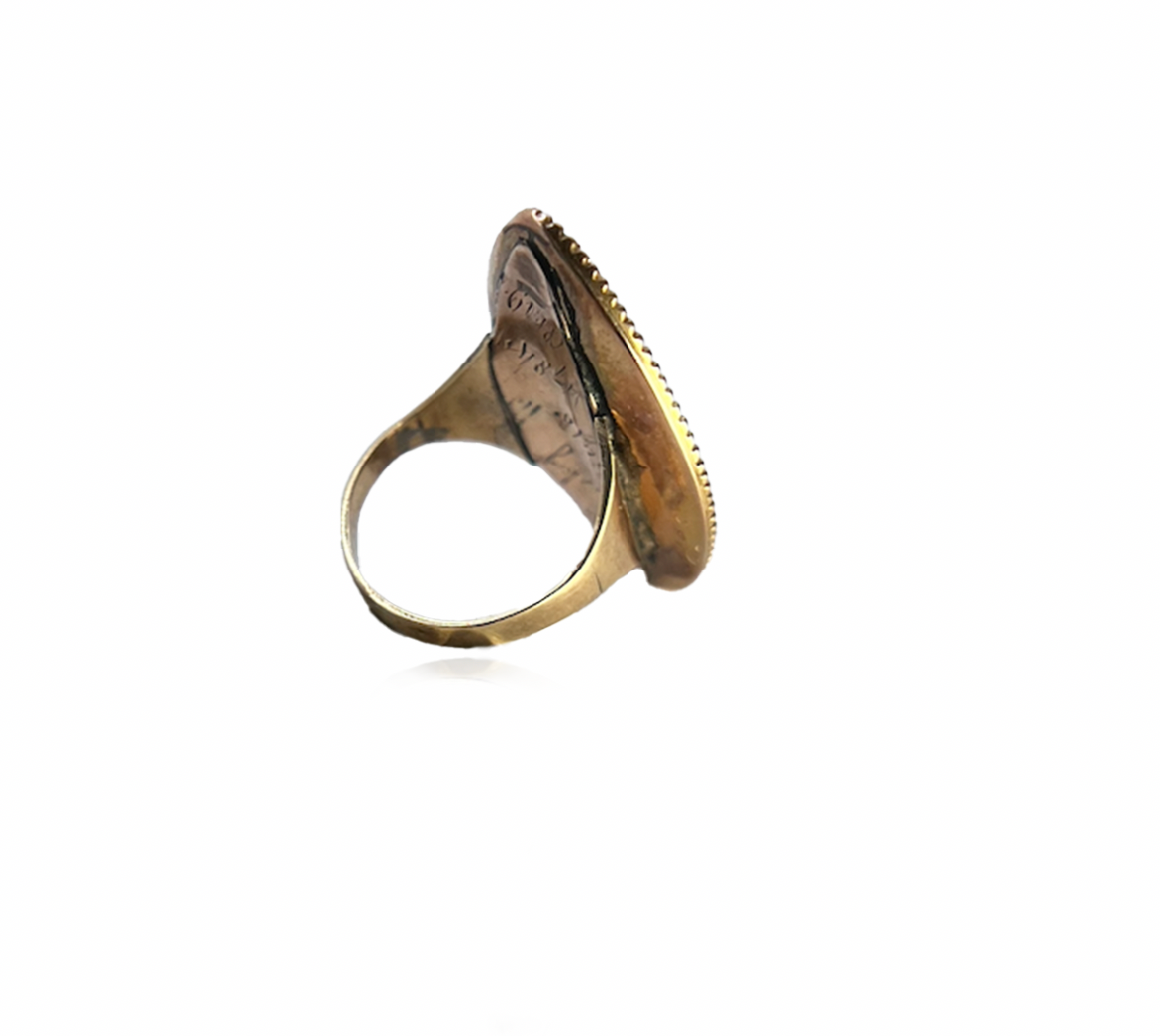 Enamel Ring With Woven Image