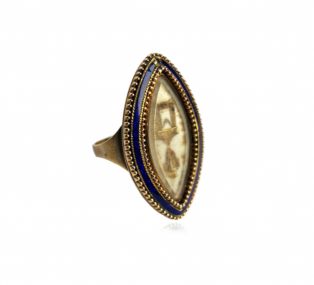 Enamel Ring With Woven Image