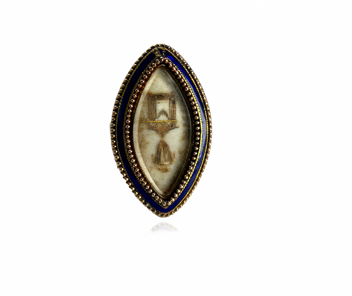 Enamel Ring With Woven Image