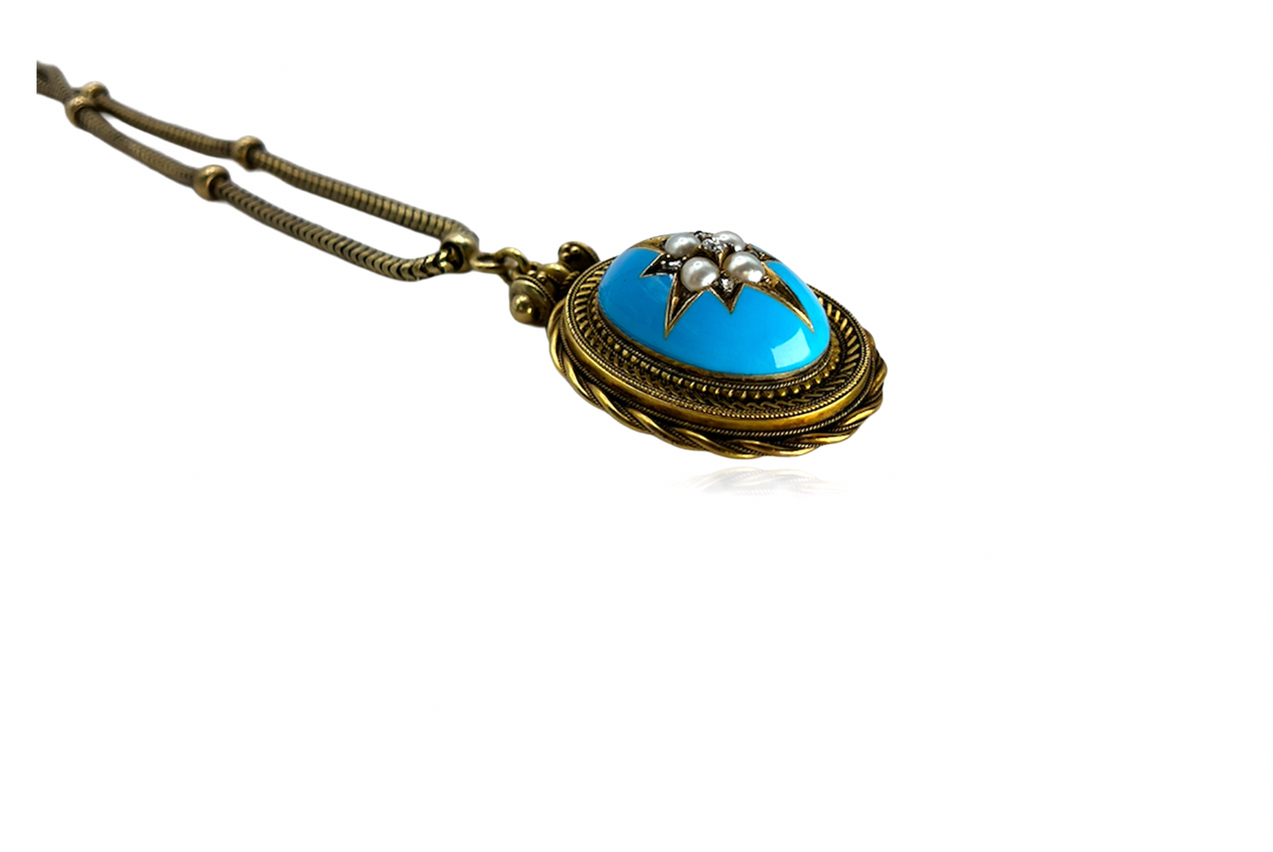 Rose Cut Diamonds and Pearl Locket Necklace