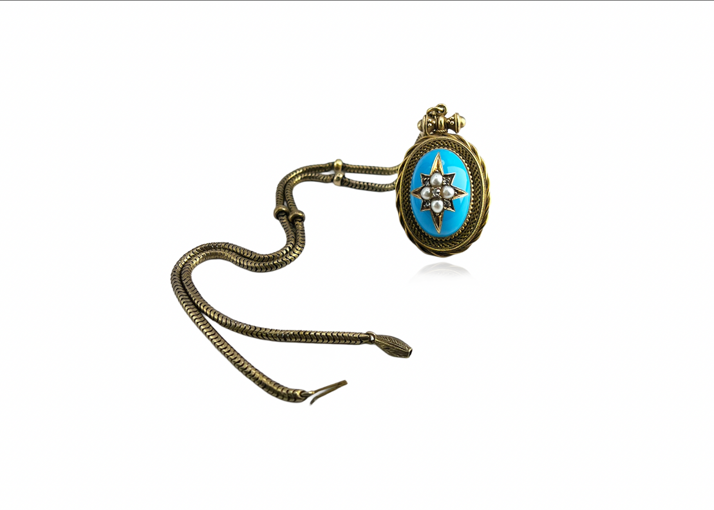 Rose Cut Diamonds and Pearl Locket Necklace