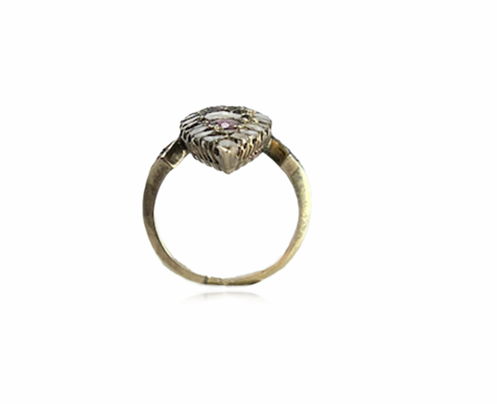 Diamond and Garnet Navette Ring