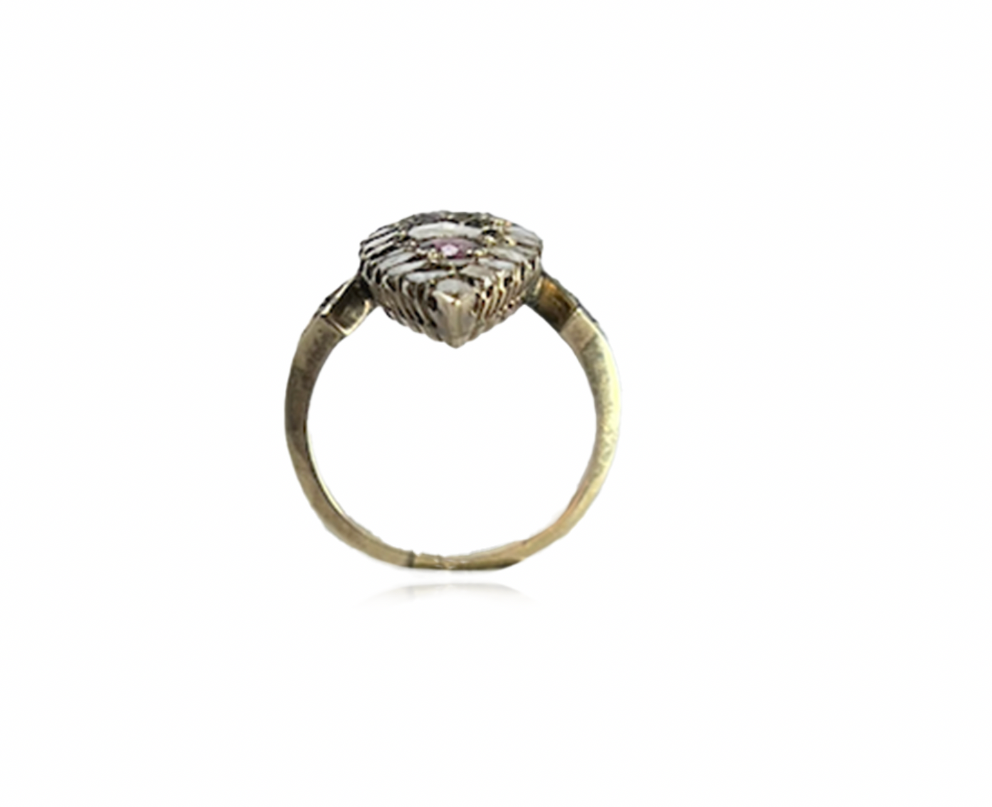 Diamond and Garnet Navette Ring