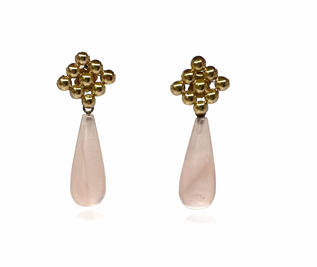 Pink Quartz and Gold Earrings