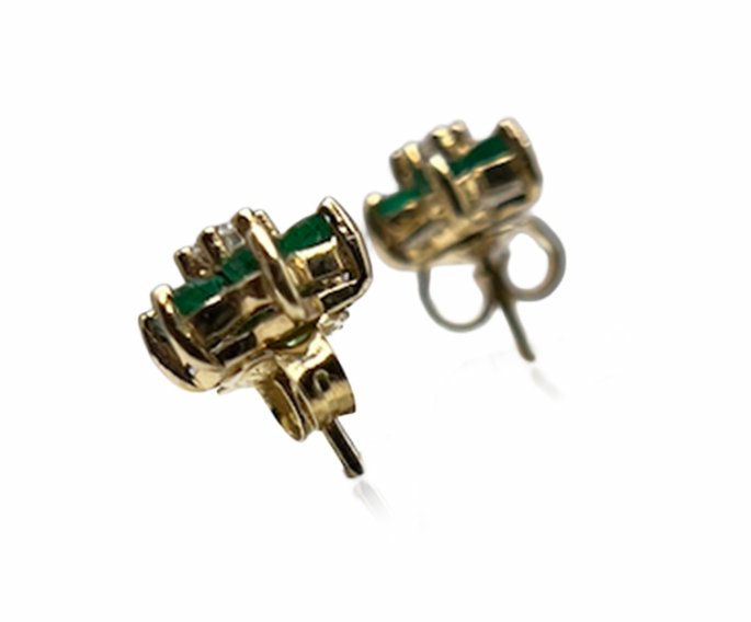 Emerald and Diamond Floral Earrings