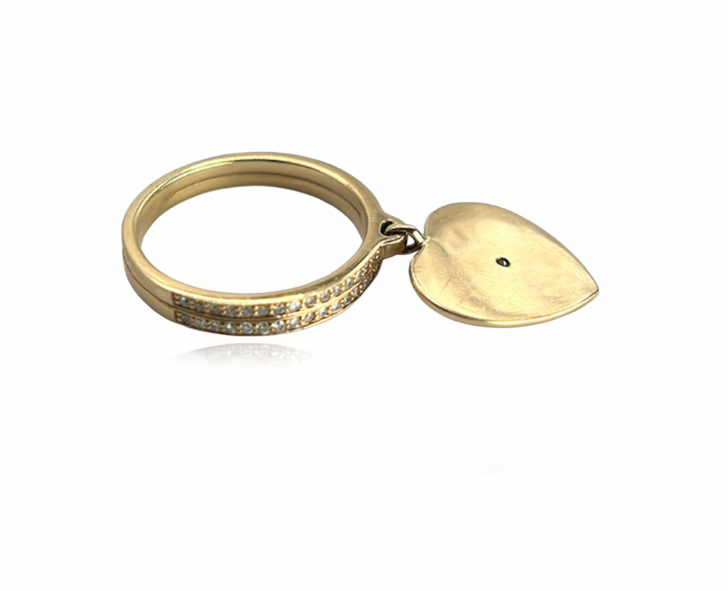 Heart Charm Gold and Diamond Ring