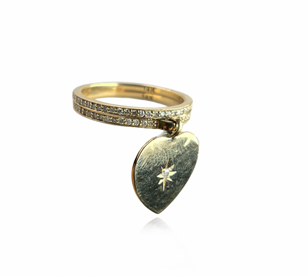 Heart Charm Gold and Diamond Ring
