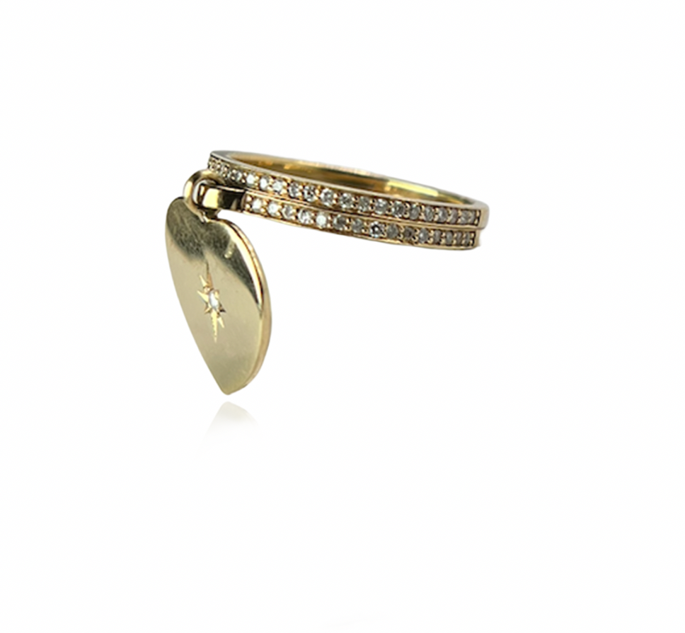 Heart Charm Gold and Diamond Ring