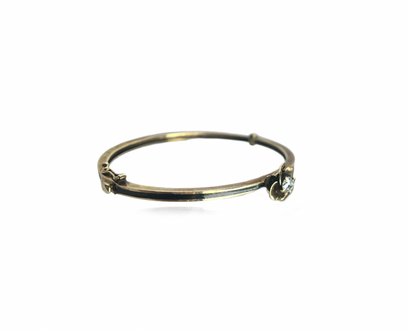 Diamond Flower and Continental Black Enemel Bangle