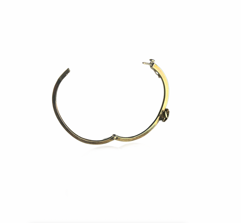 Diamond Flower and Continental Black Enemel Bangle