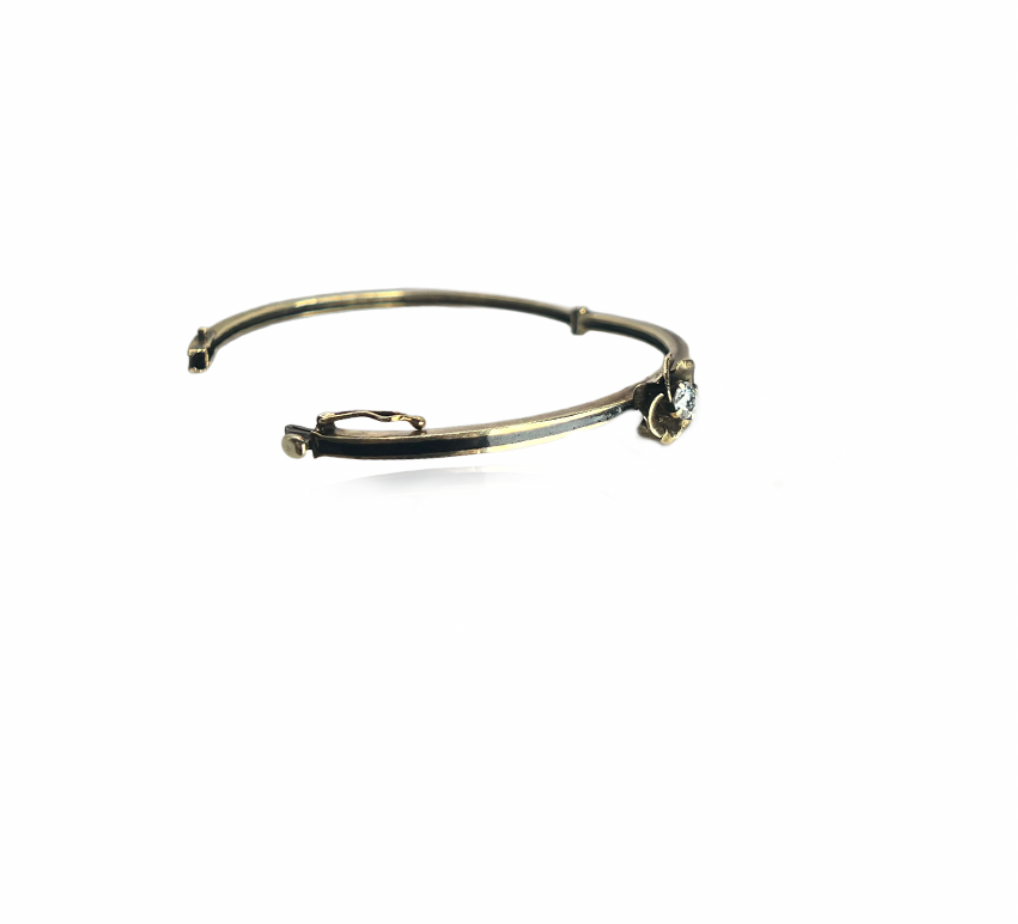Diamond Flower and Continental Black Enemel Bangle