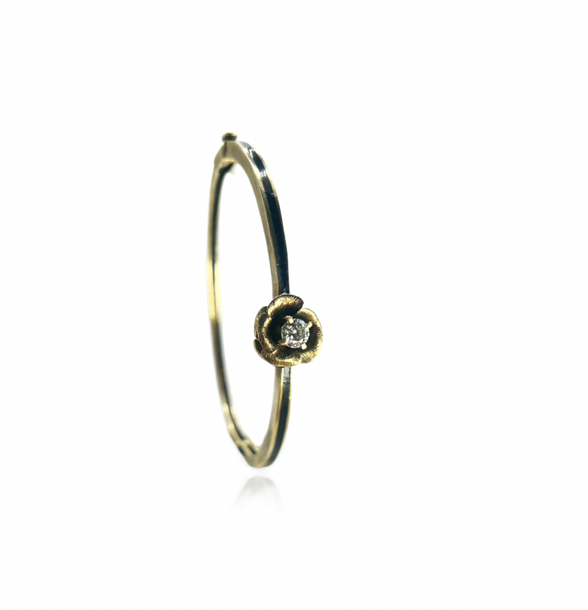 Diamond Flower and Continental Black Enemel Bangle