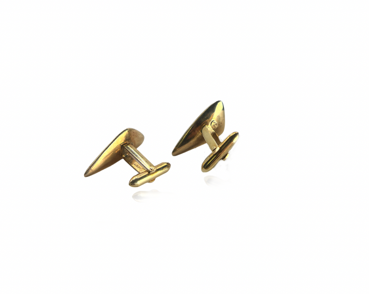 Modernist Gold and Pearl Cufflink