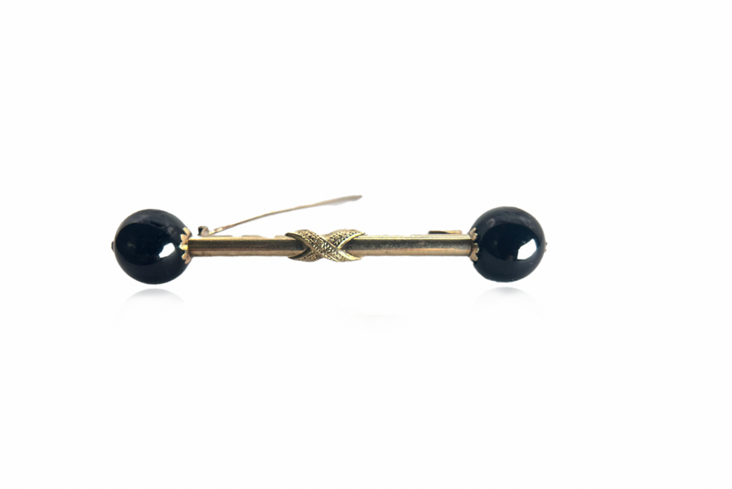 Onyx Bead Jabot Pin