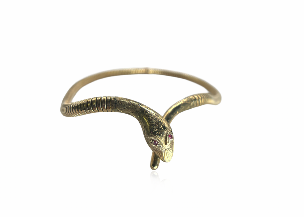 Gold Snake With Ruby Eyes Tubogas Convertible Necklace/ Bracelet