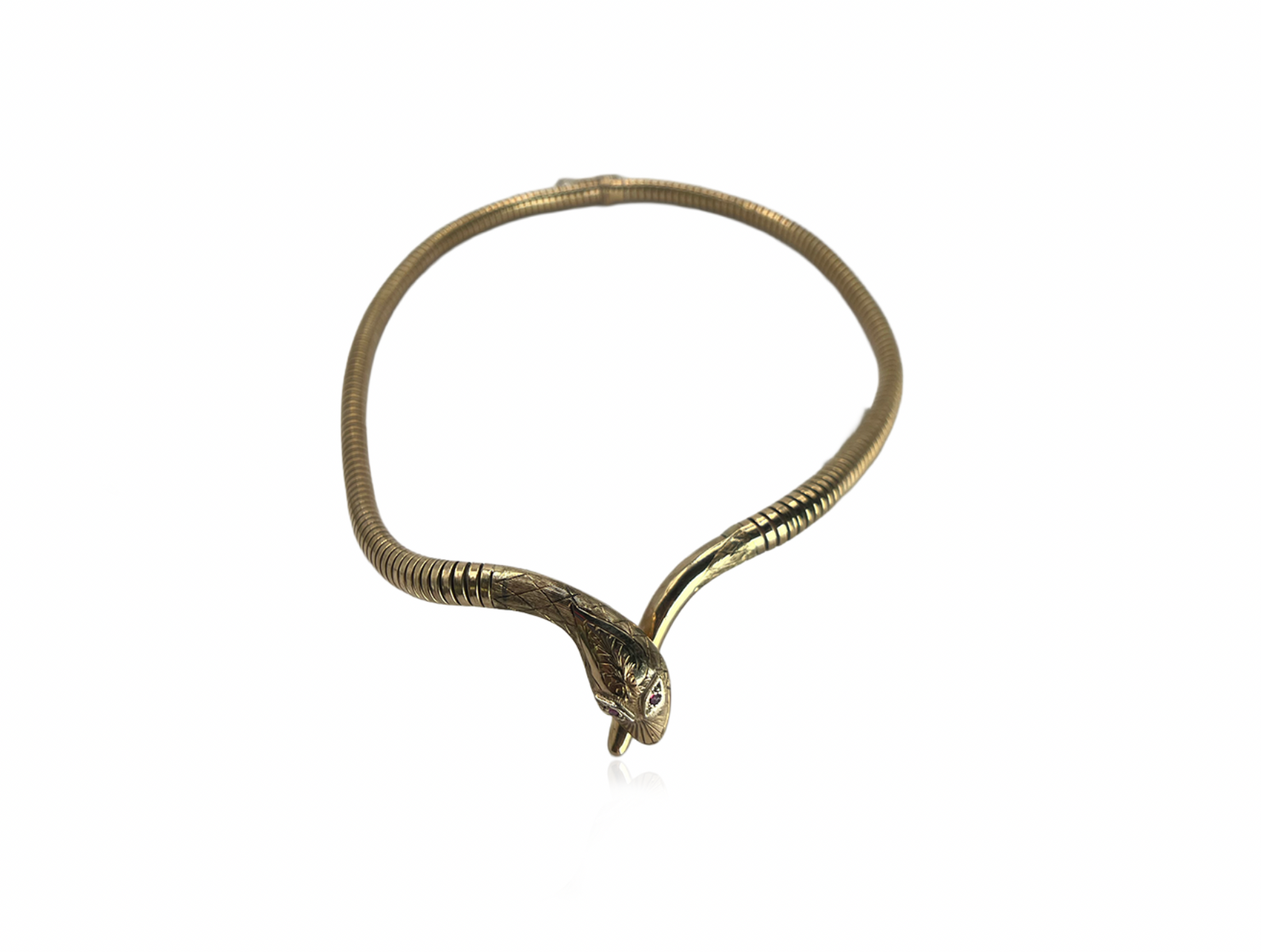 Gold Snake With Ruby Eyes Tubogas Convertible Necklace/ Bracelet
