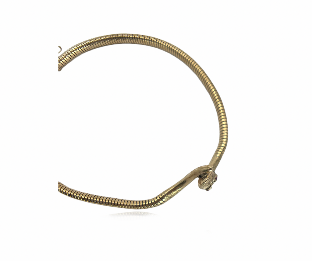 Gold Snake With Ruby Eyes Tubogas Convertible Necklace/ Bracelet