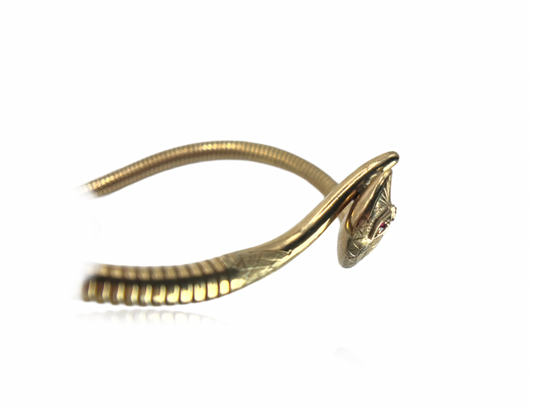 Gold Snake With Ruby Eyes Tubogas Convertible Necklace/ Bracelet