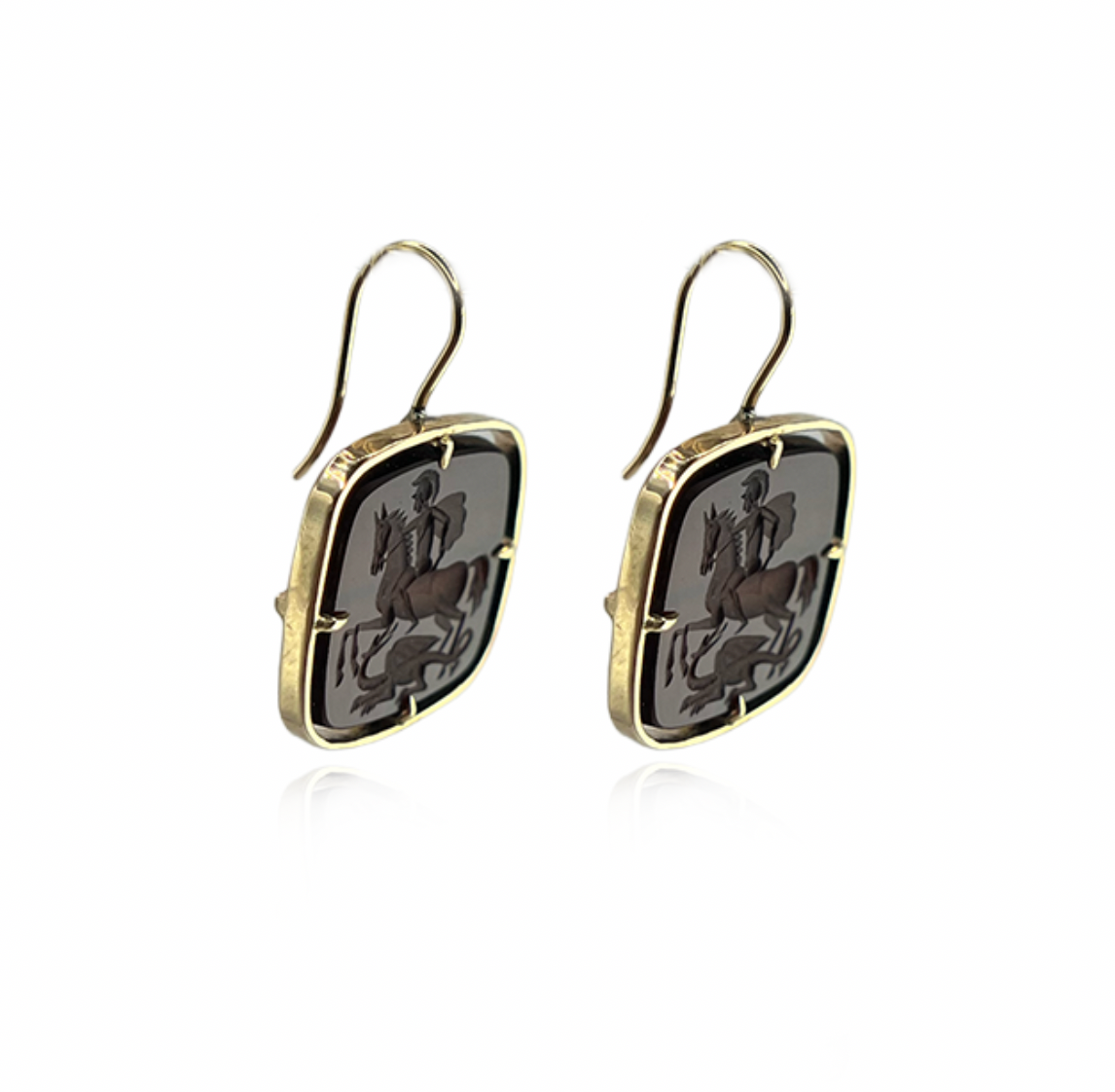Gold Carnelian Intaglio Earrings
