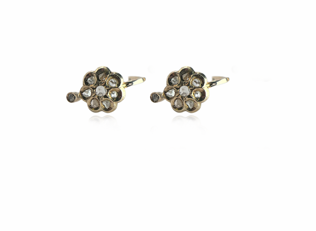 Antique Italian Rose Cut Diamond Earrings