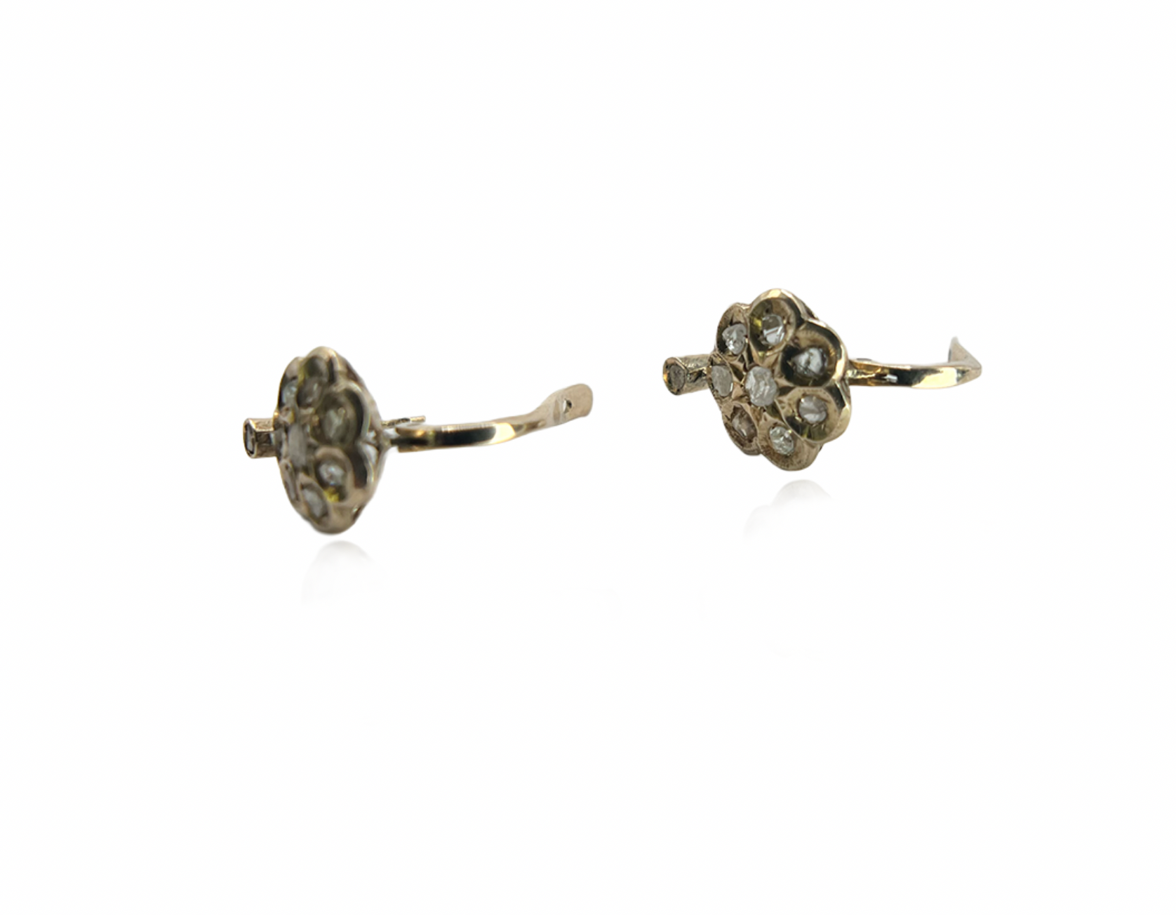 Antique Italian Rose Cut Diamond Earrings