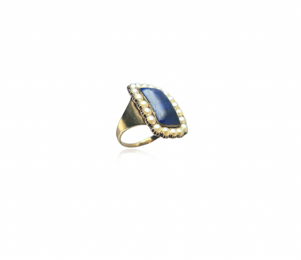 Lapis and Pearl Ring