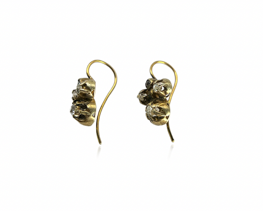 Rose Cut Gold Earrings