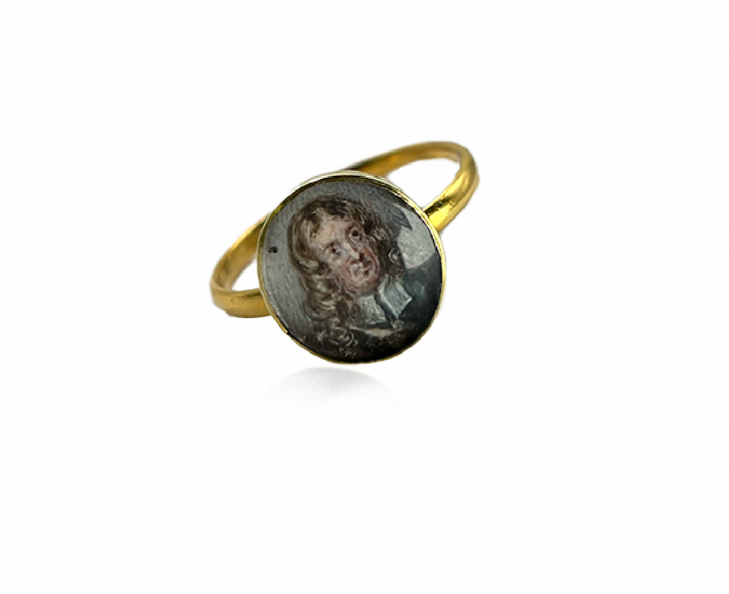 Hand Painted Portrait Miniature Ring