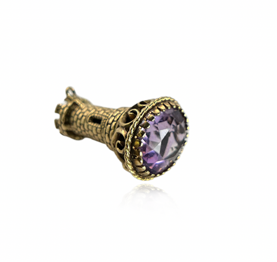 Castle Charm with Amethyst
