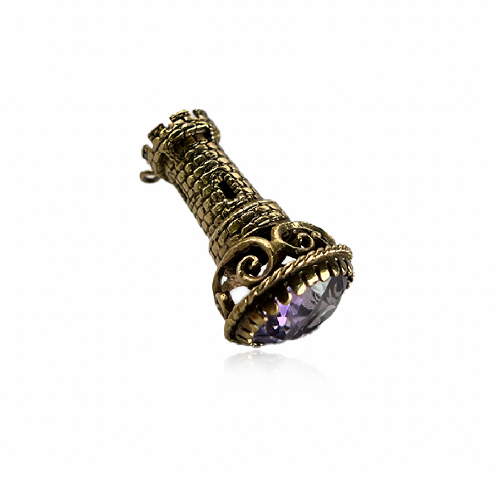 Castle Charm with Amethyst