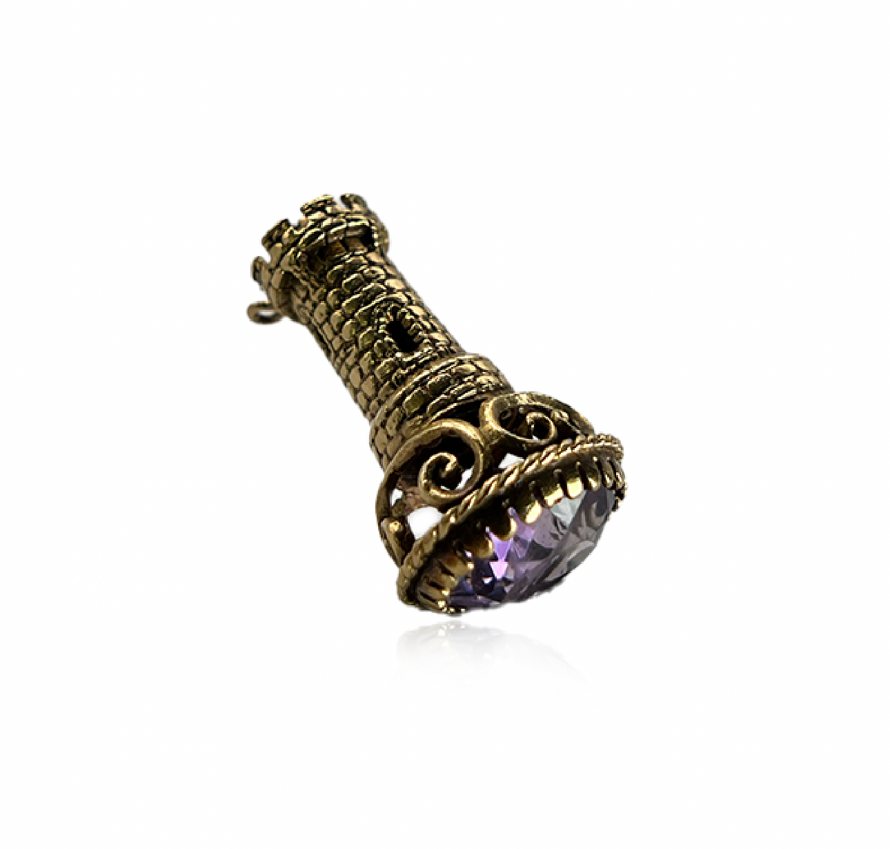 Castle Charm with Amethyst