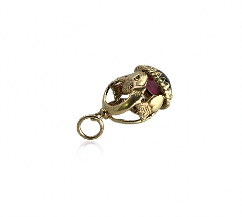 Irish Claddagh Charm with Garnet