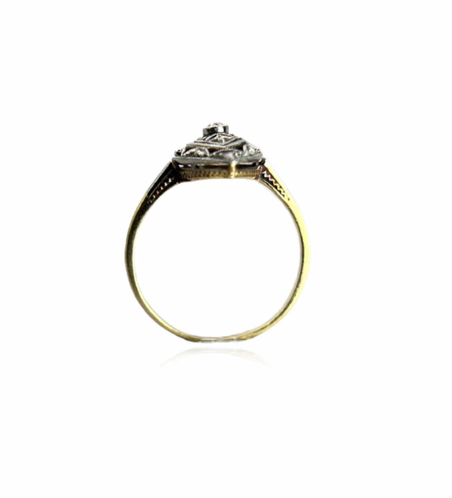 Rose Cut Diamond Navette Ring