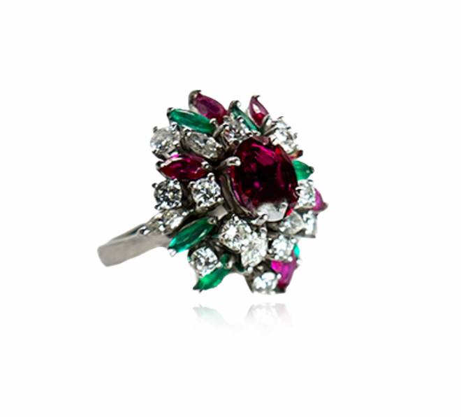 Ruby, Diamond and Emerald ring