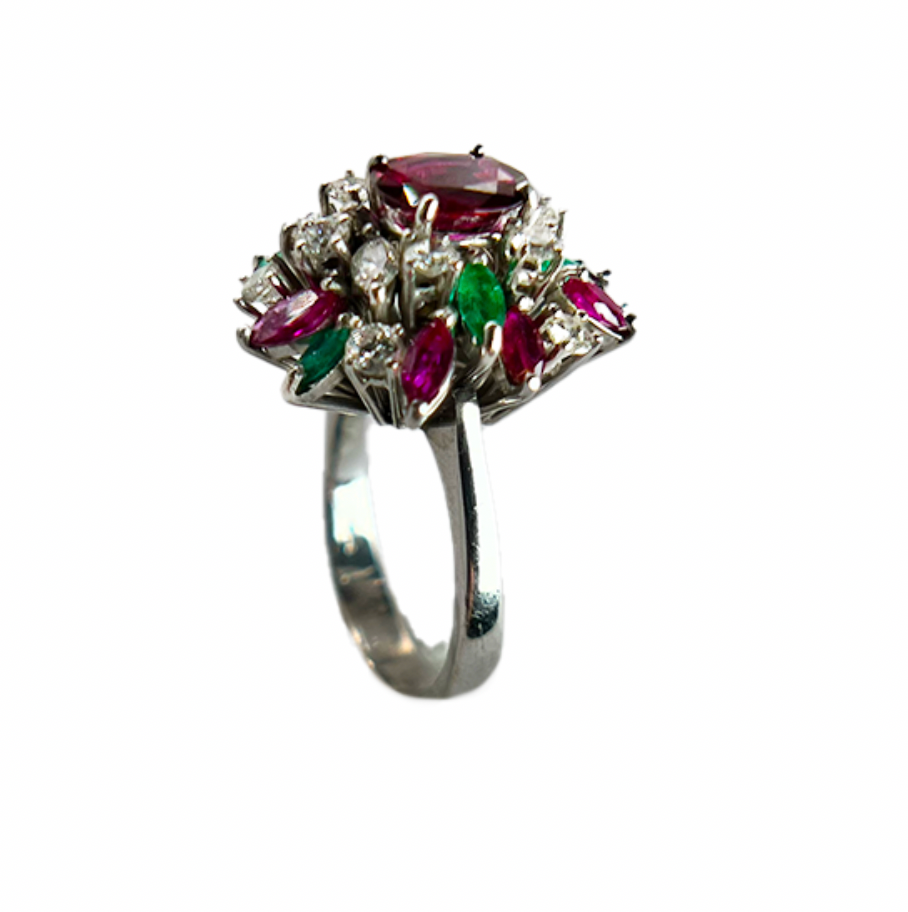 Ruby, Diamond and Emerald ring
