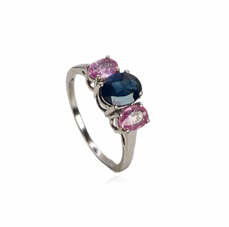 Blue and Pink Sapphire Ring