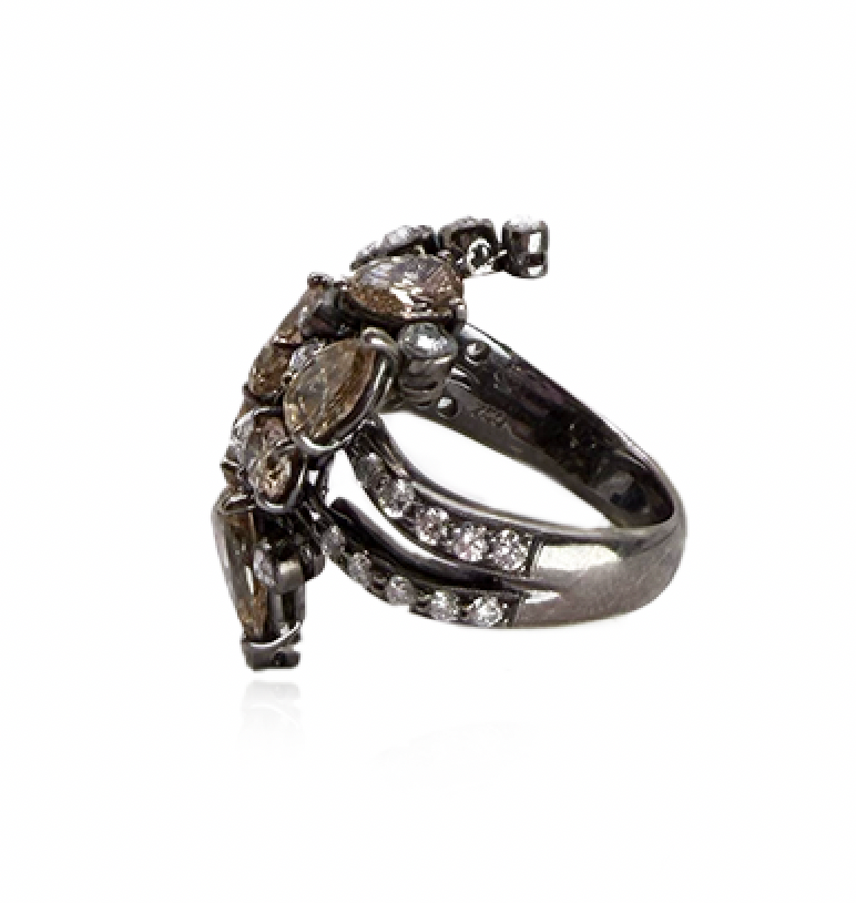 Canary Yellow and White Diamond Flexible Ring