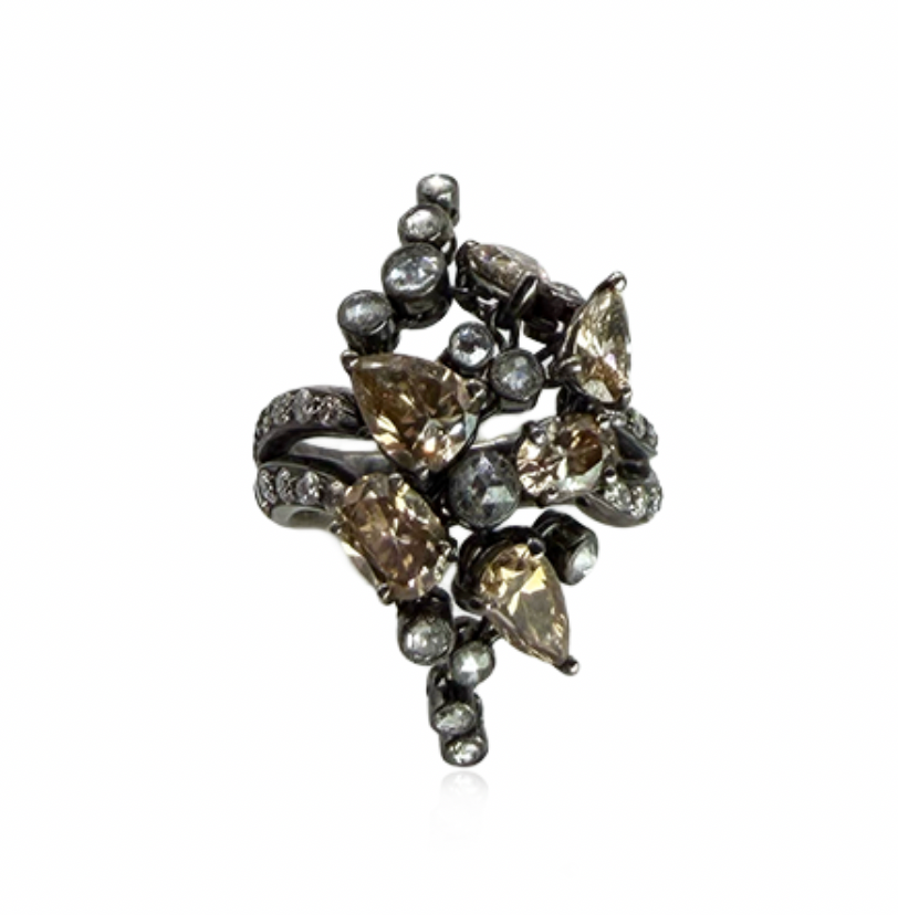 Canary Yellow and White Diamond Flexible Ring