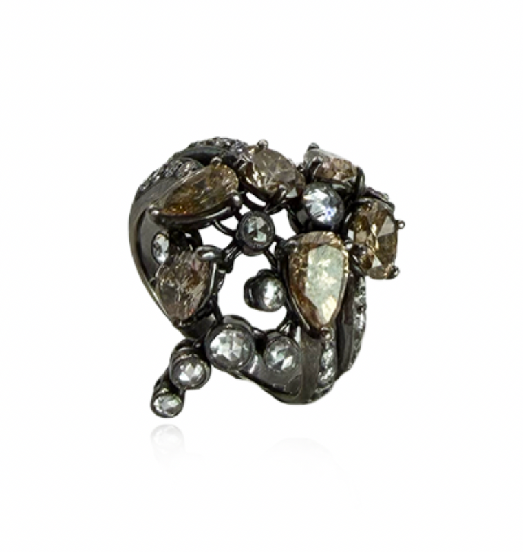 Canary Yellow and White Diamond Flexible Ring